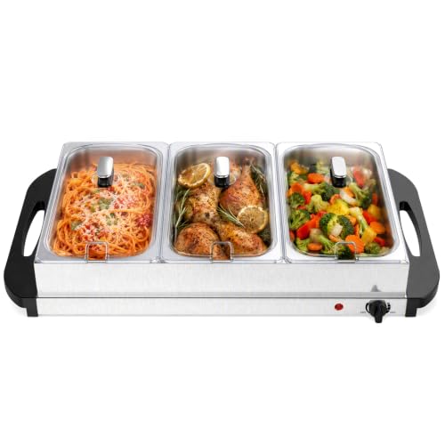 7.5 Qt Buffet Server, Electric Food Warmer with Lids, Silver | KMFURNILA