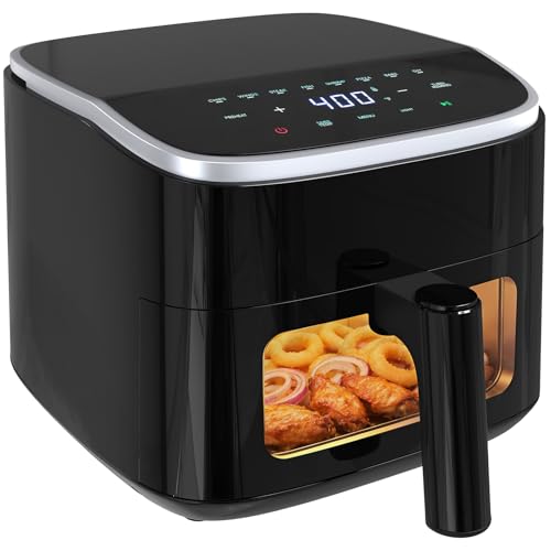 Air Fryer 4QT, Compact Airfryer with Interior Light and Easy View Window, 8 Custom Cooking Presets & Digital Touchscreen, Nonstick Basket for Air Fry, Roast, Broil, Reheat, Dishwasher Safe | KMFURNILA