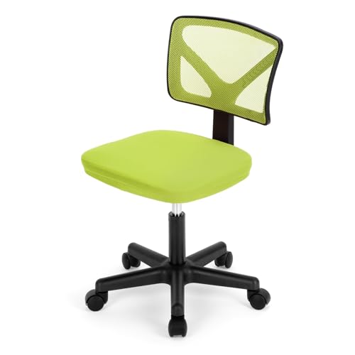 Office Computer Desk Mesh Chair, Ergonomic Small Low-Back Swivel Rolling Chairs with Wheels, Armless Comfy Seat Lumbar Support for Home, Small Spaces, Bedroom, Study, Student, Adults, Green | KMFURNILA