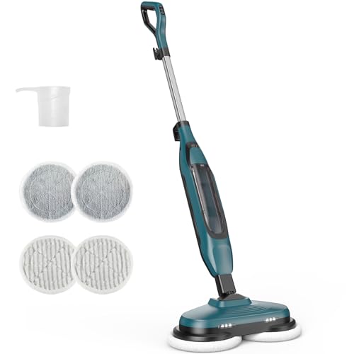 Steam Mop, Floor Steamers with 4 Cleaning Modes, Steam Mops for Floor Cleaning with LED Headlights & Rotating Scrub Pads, 16.4 FT Cord, for Hardwood Floors & Tile | KMFURNILA