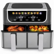 2 Baskets Air Fryer 9.5 QT, 10 in 1 Dual Air Fryers with Ceramic Crisper Plate, 80-450°F Wide Temp, Smart Cooking Mode with Match & Sync Cook, Shake Reminder, Roast, Defrost, Bake, Black - view 1 of 5 | KMFURNILA