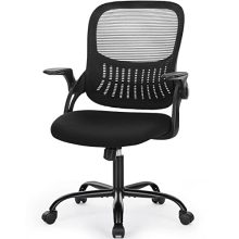 Mesh Office Chair, Ergonomic Mid-Back Mesh Swivel Task Computer Desk Chairs with Wheels, Lumbar Support, Comfy Flip-up Arms for Home, Bedroom, Study, Student, Ink - view 1 of 5 | KMFURNILA