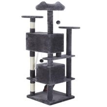 54 Inch Cat Tree Tower, Multi-Level Trees with Scratching Posts, Pet House with Round Platform, Toy Balls, Top Perch, Hammock Basket, Indoor Cat Condo for Cats of All Ages, Gray - view 1 of 5 | KMFURNILA