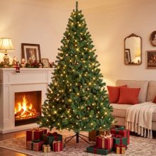 Pre-Lit Artificial Green Christmas Tree with Warm White Lights - view 1 of 5 | KMFURNILA