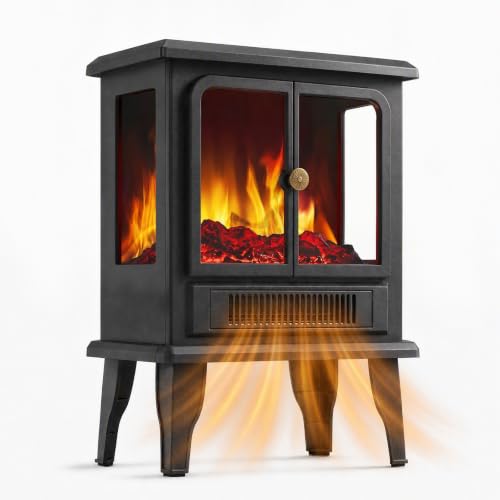 19" Electric Freestanding Fireplace, Small Fireplace Space Heater | KMFURNILA