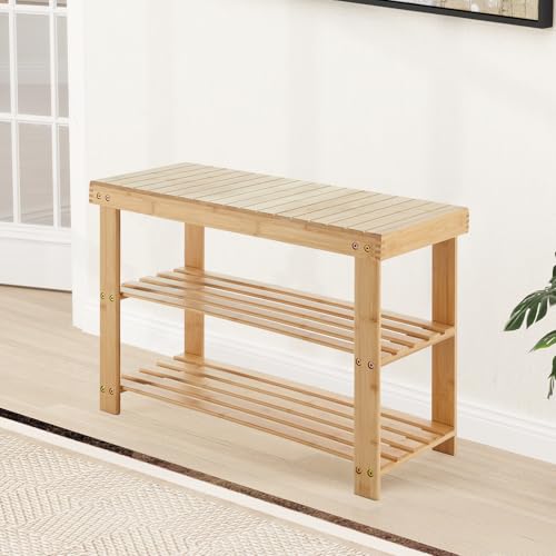 Shoe Rack Bench for Enterway, 27 in, Wood | KMFURNILA
