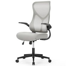Ergonomic Office Desk Mesh Computer Chair High Back, Rolling Swivel Home Gaming Chairs with Wheels Comfy Lumbar Support, Flip-up Arms, 120° Tilt for Bedroom, Study, Work, Student, Grey - view 1 of 5 | KMFURNILA