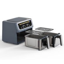 2 Baskets Air Fryer 9.5 QT, 10 in 1 Dual Air Fryers with Ceramic Crisper Plate, 80-450°F Wide Temp, Smart Cooking Mode with Match & Sync Cook, Shake Reminder, Roast, Defrost, Bake, Grey - view 1 of 5 | KMFURNILA