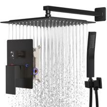 12 Inch Rainfall Shower System with Handheld Spray Matte Black - view 1 of 5 | KMFURNILA